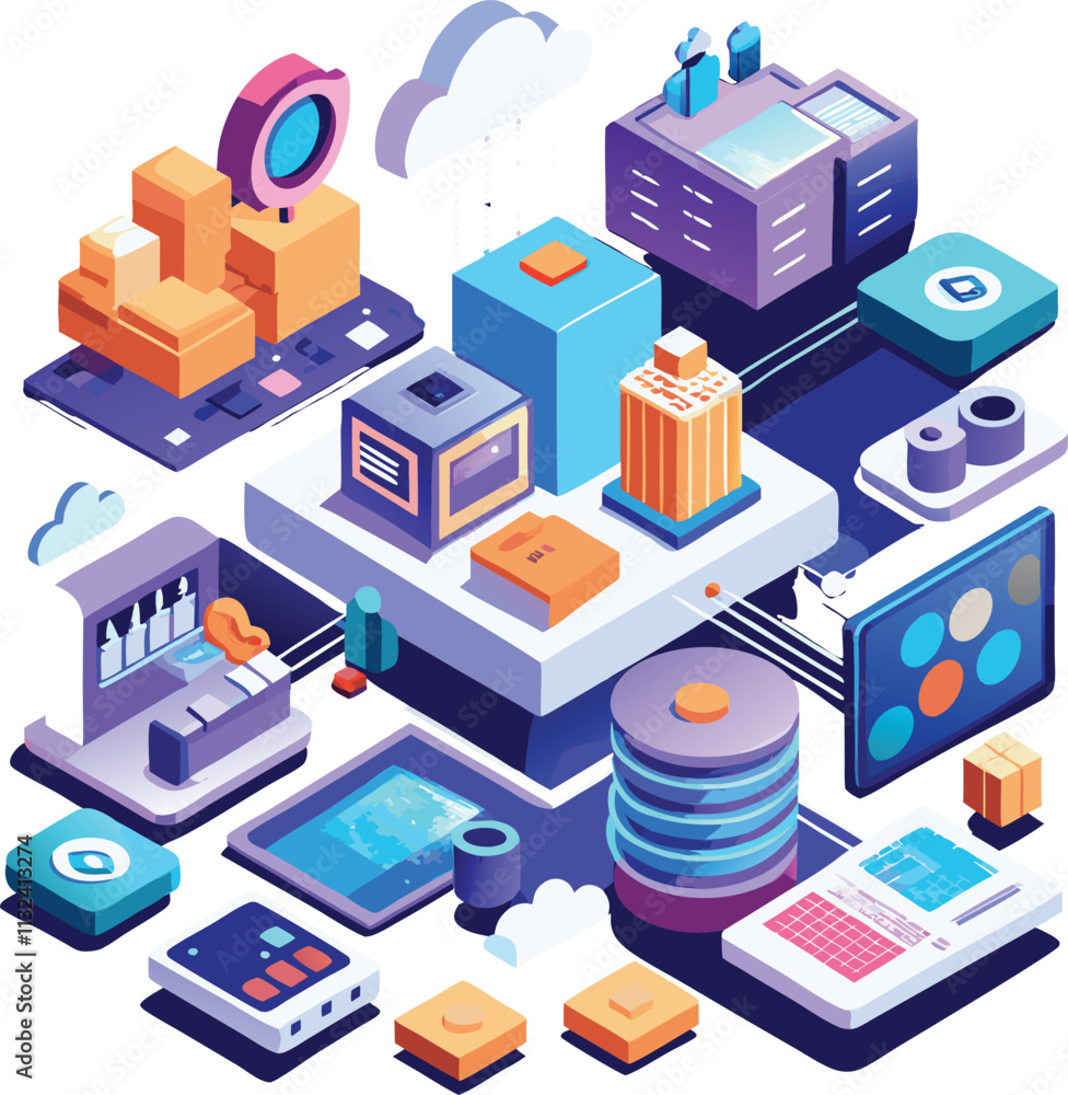 Fototapeta premium 3D Isometric Illustrations - Modern and Stylish Design Assets
