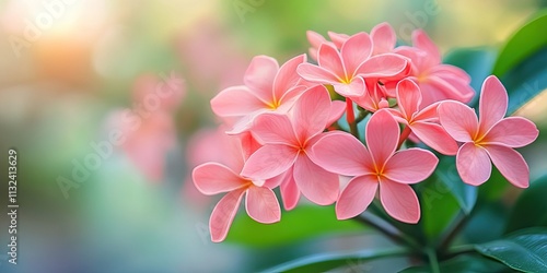 Close up view of vibrant pink Ixora chinensis blossoms, featuring selective focus that highlights the intricate details of Ixora chinensis against a softly blurred backdrop. photo