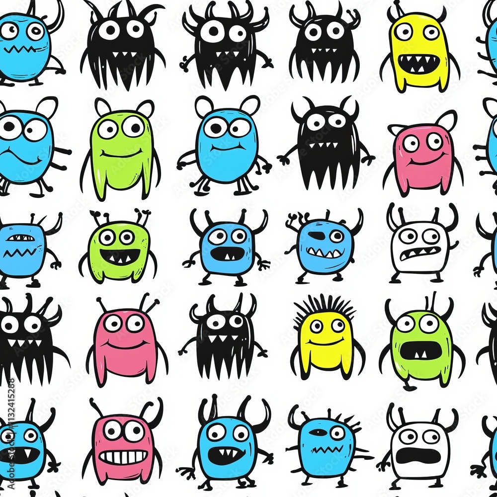 Obraz premium Seamless pattern of cute monsters