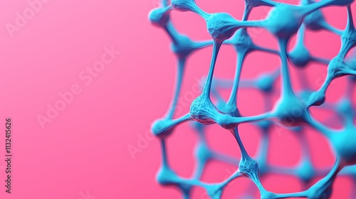 A close-up of a molecular structure with interconnected nodes, set against a vibrant pink background, showcasing a modern and abstract scientific theme.