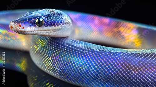 Serene view whitelipped python’s beauty on glass surface reflection photo