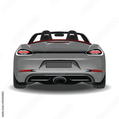 Convertible car back view vector and illustration