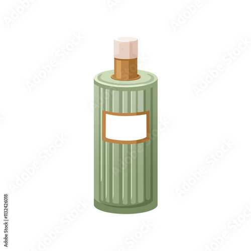 Perfume bottle. Perfumery, cosmetic product in long tall cylinder flask. Eau ...