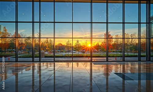 Autumn Sunrise Through Panoramic Windows