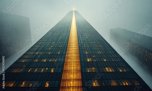 Wallpaper Mural Illuminated Skyscraper Piercing the Fog Torontodigital.ca