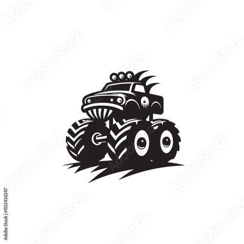 Monster car cartoon vector logo