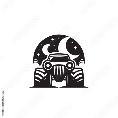 Monster car cartoon vector logo