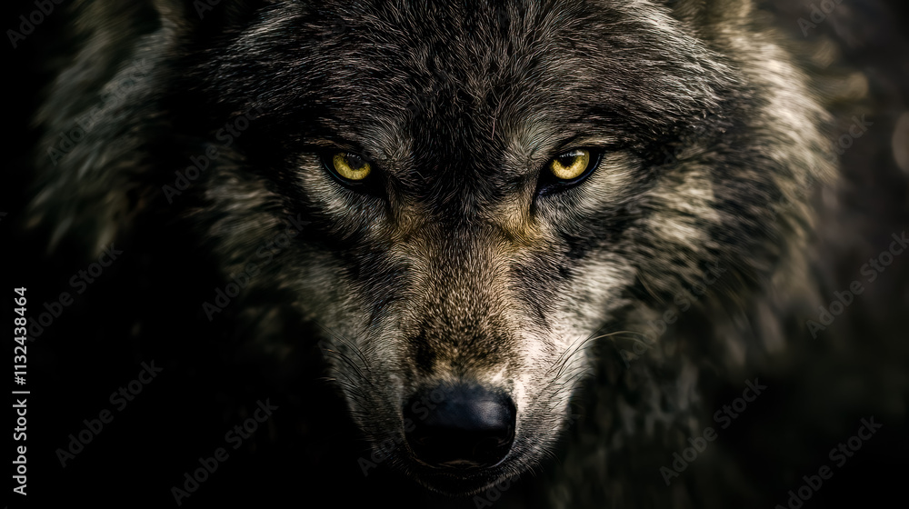 Obraz premium A wolf with a fierce look on its face