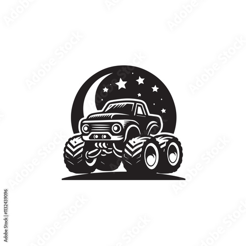 Monster car cartoon vector logo illustration eps 10
