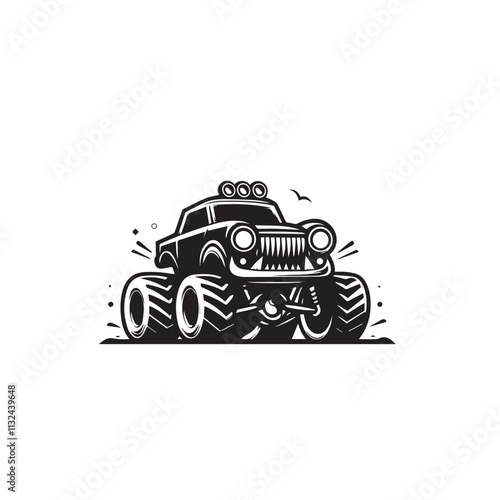 Monster car cartoon vector logo illustration eps 10