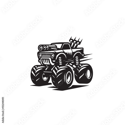 Monster car cartoon vector logo illustration eps 10