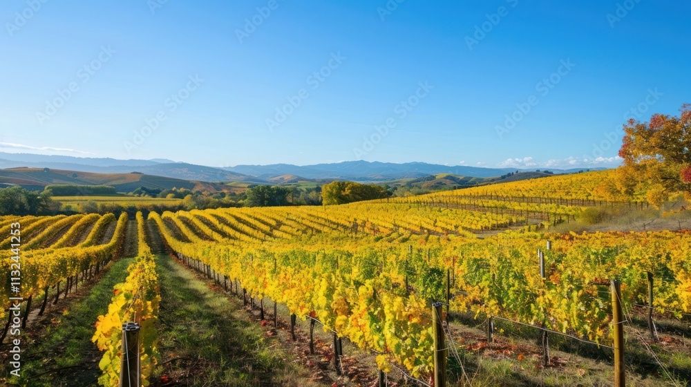 Naklejka premium vineyard landscape horizontal farming growth serene