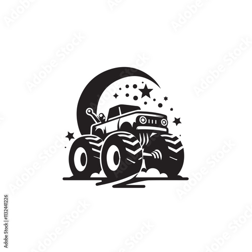 Monster car cartoon vector logo illustration eps 10