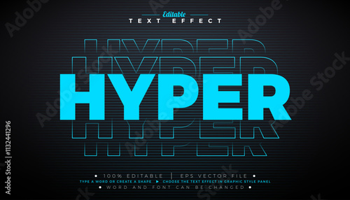 Hyper 3D Text Effect Design Editable and Scalable Vector Graphic Style Effect with Multiplying Lettering on Black Background. Premium Typography Mockup Illustration Template for Greeting Card, Flyer