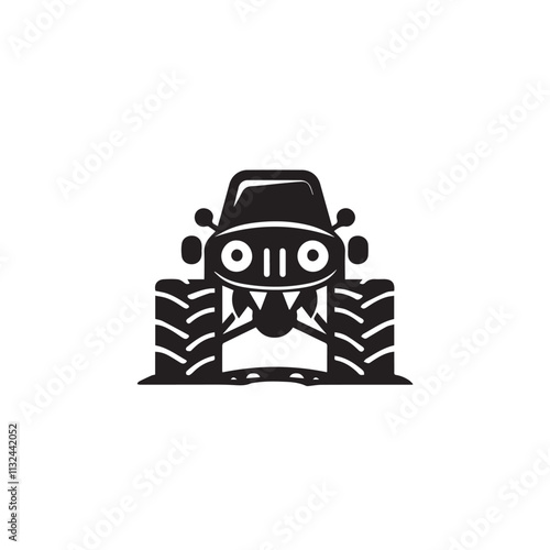 Monster car cartoon vector logo illustration eps 10