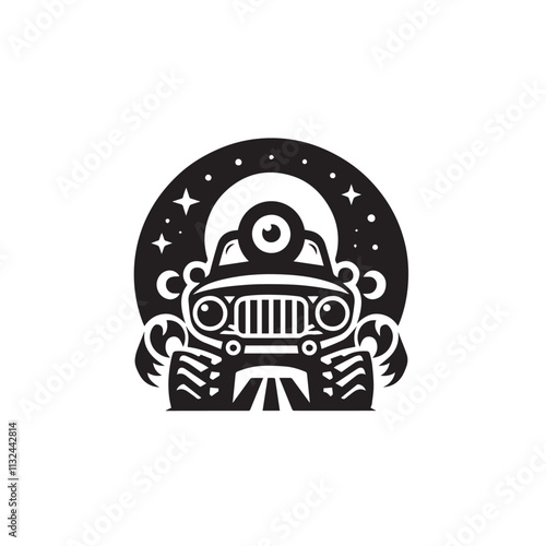 Monster car cartoon vector logo illustration eps 10