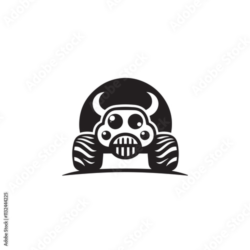 Monster car cartoon vector logo illustration eps 10