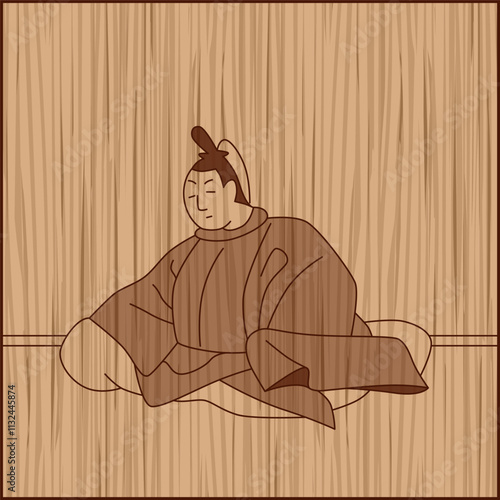 木彫り風正方形百人一首　中納言朝忠