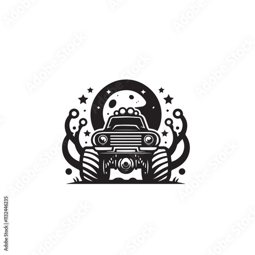 Monster car cartoon vector logo illustration eps 10