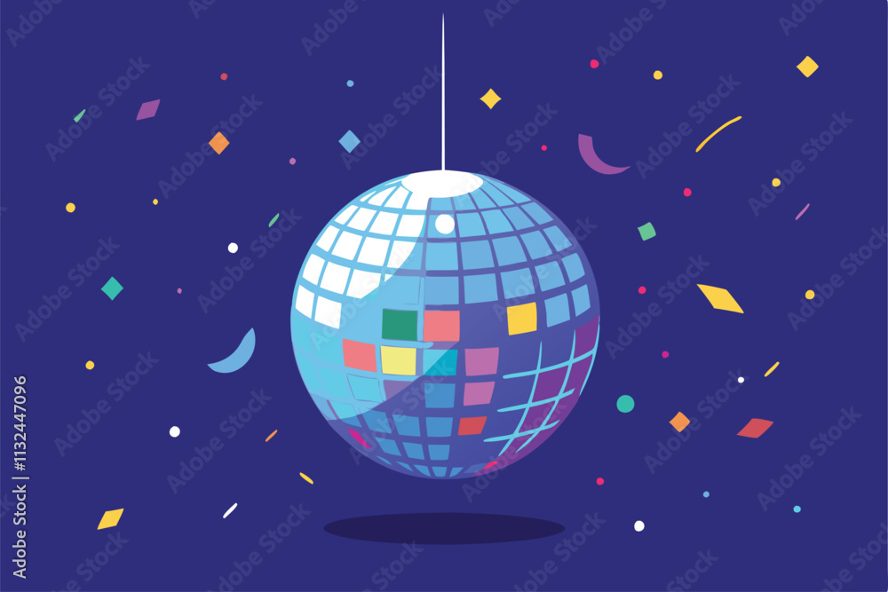 Fototapeta premium blue disco ball with space for text