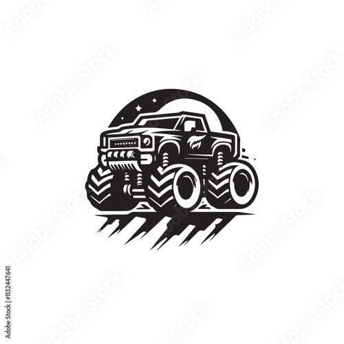 Monster car cartoon vector logo illustration eps 10