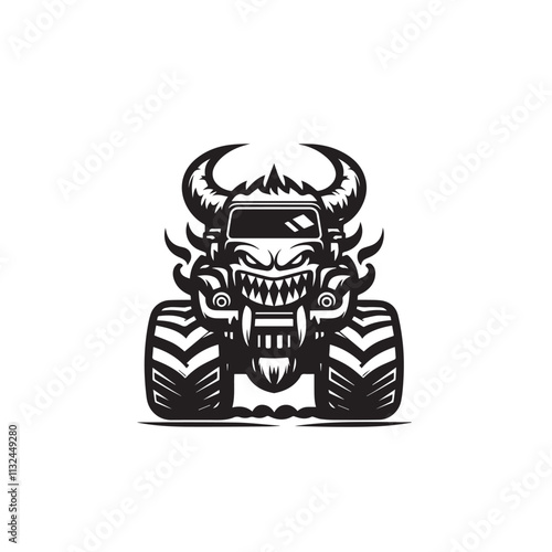 Monster car cartoon vector logo illustration eps 10