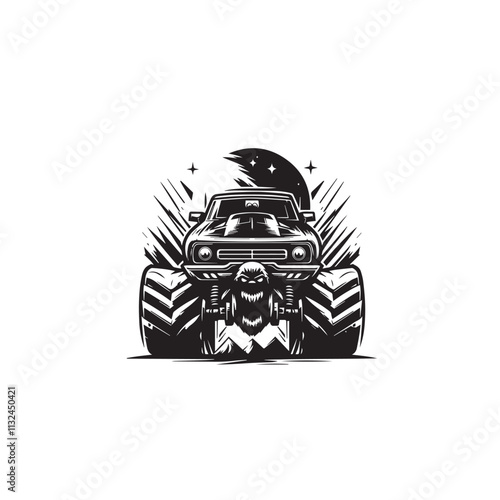 Monster car cartoon vector logo illustration eps 10