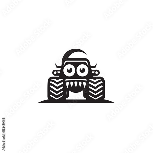 Monster car cartoon vector logo illustration eps 10