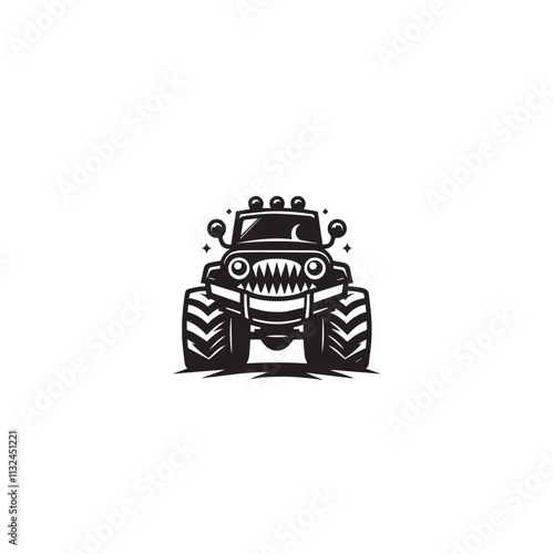 Monster car cartoon vector logo illustration eps 10