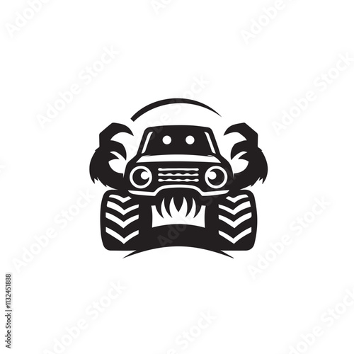 Monster car cartoon vector logo illustration eps 10