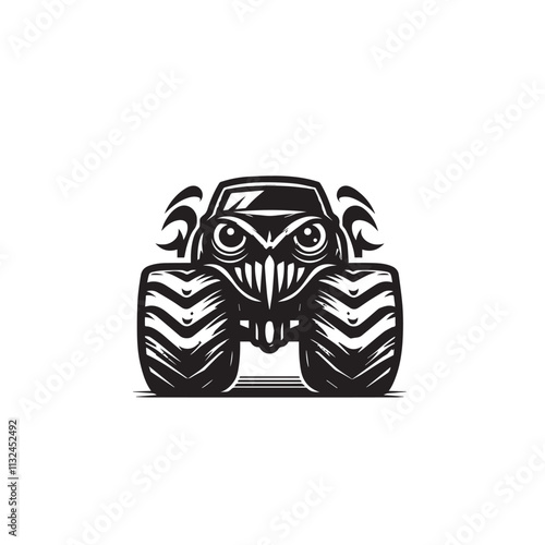 Monster car cartoon vector logo illustration eps 10