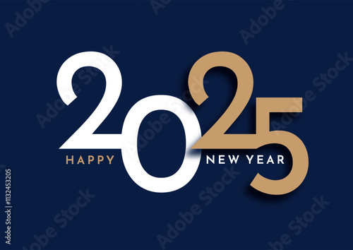 Happy New Year background with minimal numbers design 