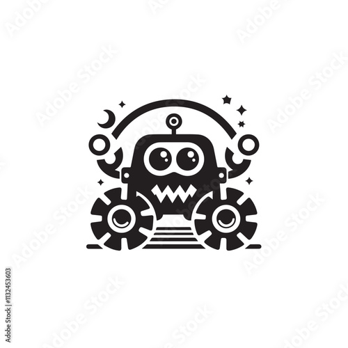 Monster car cartoon vector logo illustration eps 10
