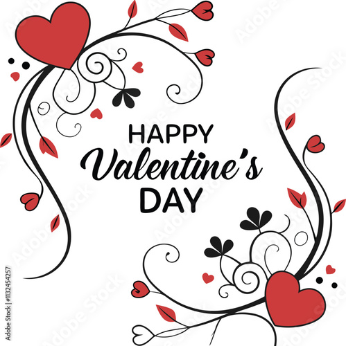 red hearts isolated on white for Valentines day card or t-shirt design. Hand drawn style. Vector illustration