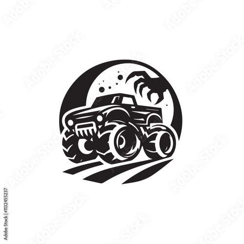 Monster car cartoon vector logo illustration eps 10