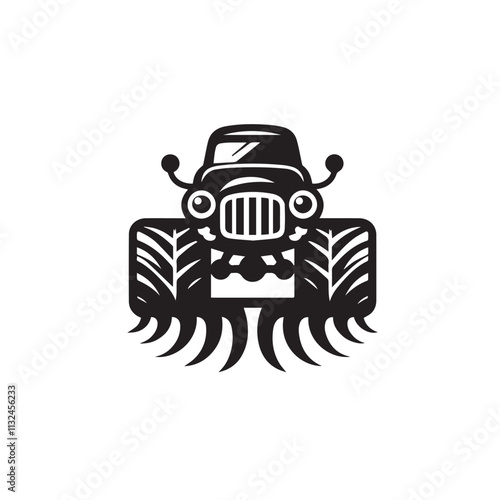 Monster car cartoon vector logo illustration eps 10