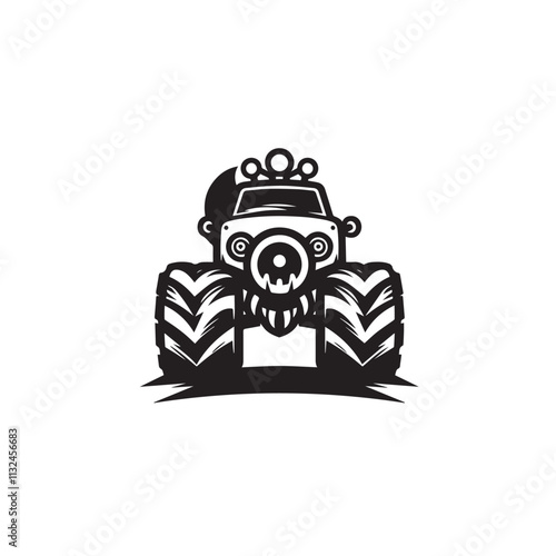 Monster car cartoon vector logo illustration eps 10