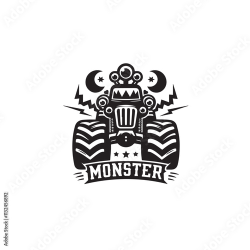 Monster car cartoon vector logo illustration eps 10