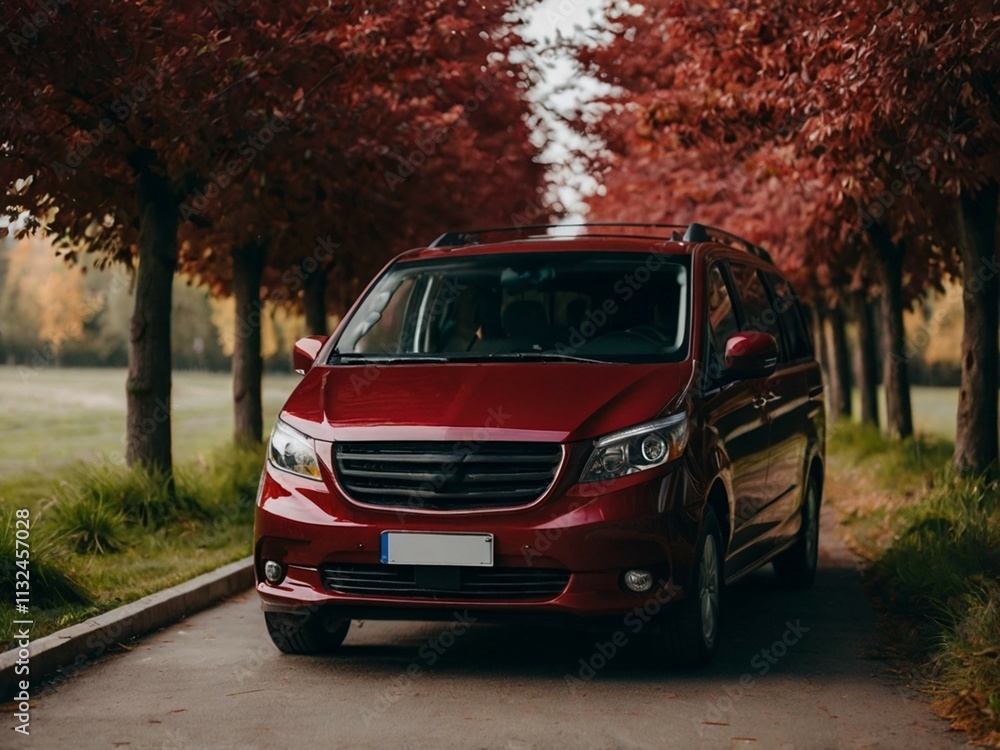 Fototapeta premium red truck on the road