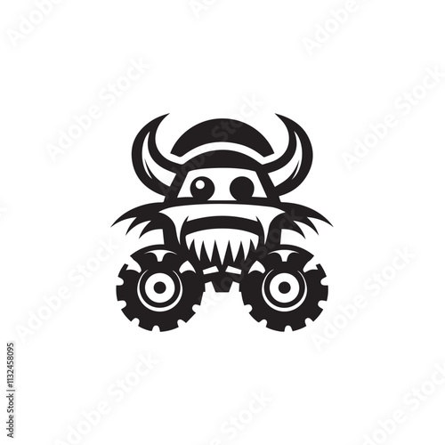 Monster car cartoon vector logo illustration eps 10