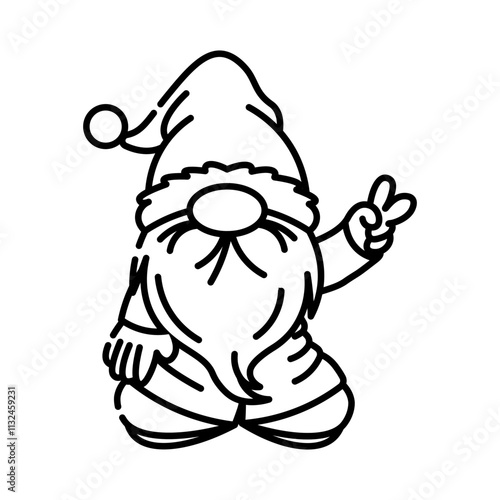 Made in uk Adorable Peace-Signing Gnome Illustration: Festive Holiday Character Design
