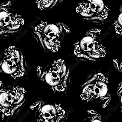 Skull & Snake Seamless Pattern photo