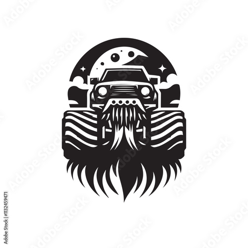 Monster car cartoon vector logo illustration eps 10