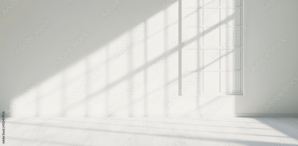Fototapeta premium An industrial interior background template featuring a modern, concrete room with an abstract, empty design and a ceiling skylight - 3D illustration.