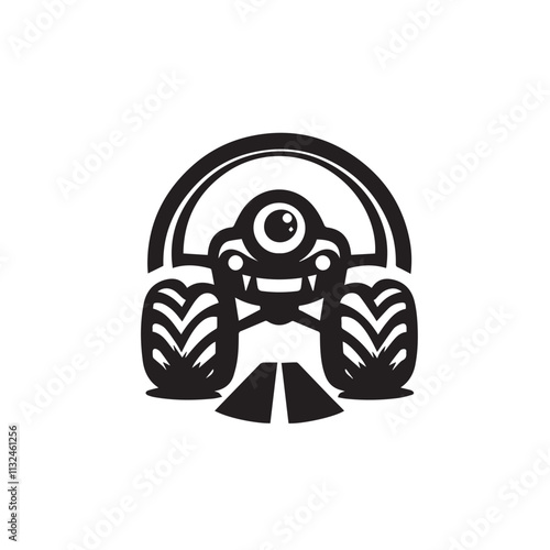 Monster car cartoon vector logo illustration eps 10