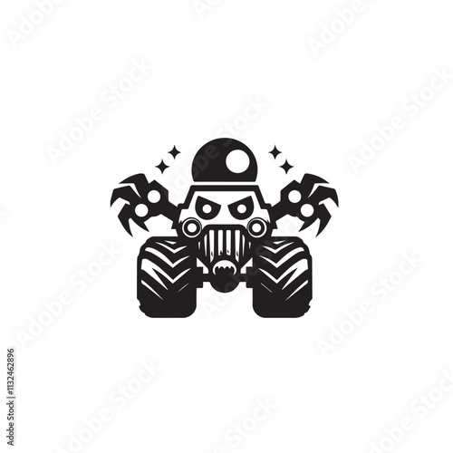 Monster car cartoon vector logo illustration eps 10