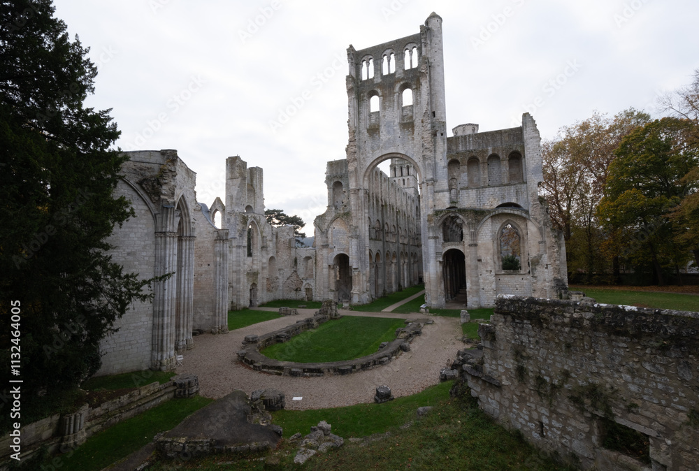 Fototapeta premium Abbey ruins of Jumièges, dating from the early first millennium and located in France.