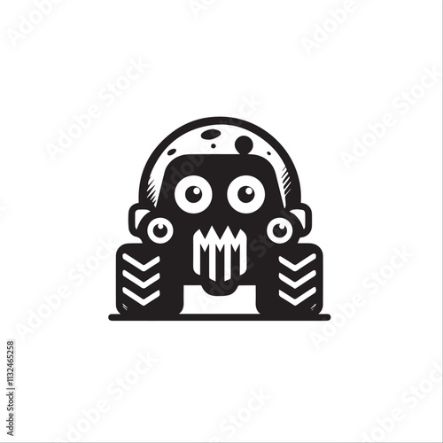 Monster car cartoon vector logo illustration eps 10