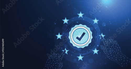 Quality management and validation process concept. Quality Assurance (QA) and Quality Control (QC) ISO certification, The icon for quality assurance is on a dark blue background.	