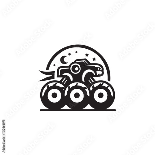 Monster car cartoon vector logo illustration eps 10